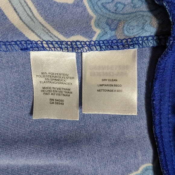 Evan Picone Blue Print Flare Dress Size 10 - Picture 16 of 16